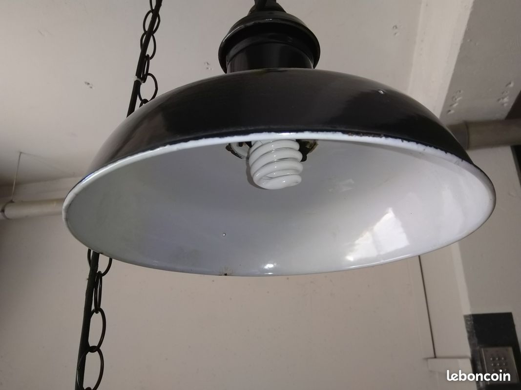 Luminaire/Lampe suspension ancienne d'atelier vintage (image 3)