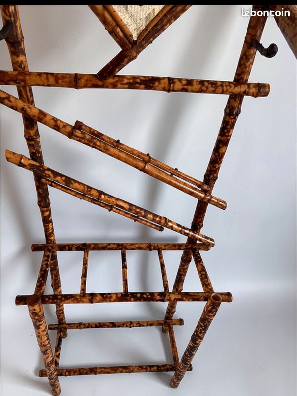 Vestiaire blanc et bois avec miroir, 2 tiroirs, 1 porte, patères et
