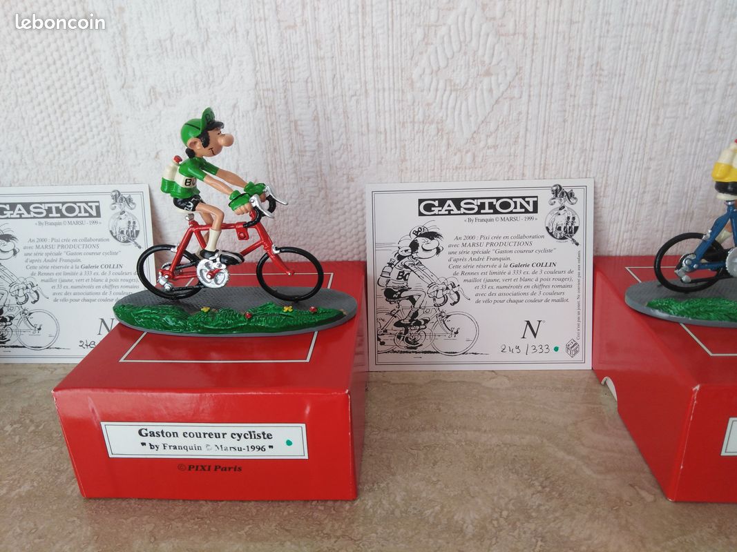 Figurine Pixi Gaston Lagaffe – Cycliste Maillot Vert Et Vélo Rouge (2006)