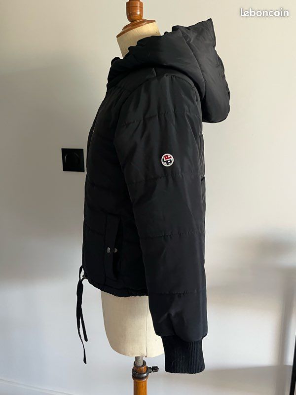 Doudoune noire La petite Française T-1 doublure à cœur rouge et blanc (image 6)