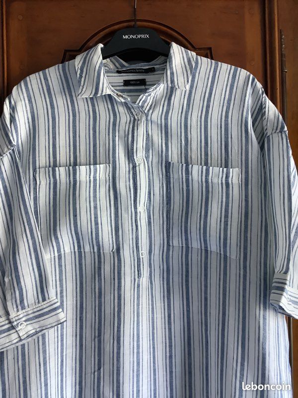 Robe tunique rayée en lin Monoprix taille 1 (image 3)