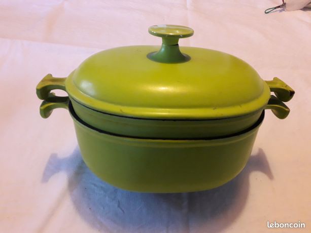 Cocotte N° 29 Ancienne Le Creuset En Fonte Émaillée Vert Anis Design