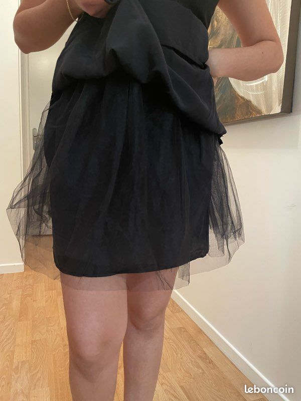 Robe Bustier Courte En Lin Noir Naf Naf - Tailles 36/38/40 (S/M) - État Proche Du Neuf
