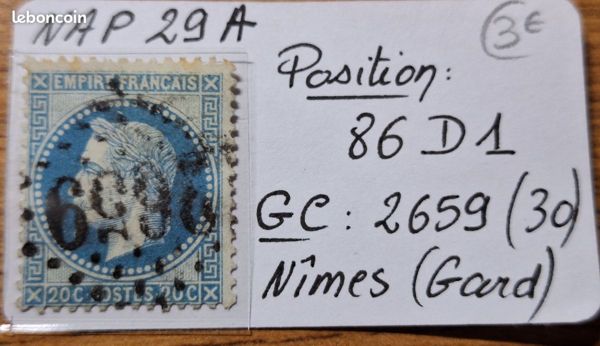 Timbre France Napoléon 29A Position + GC (image 1)