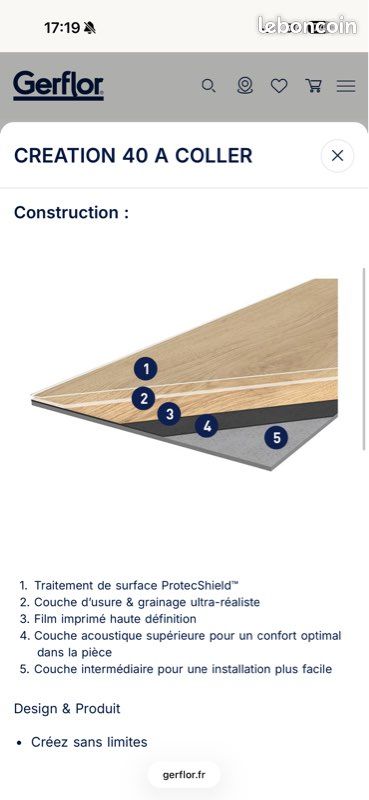 Vente lame PVC à coller - imitation parquet - état neuf (image 3)