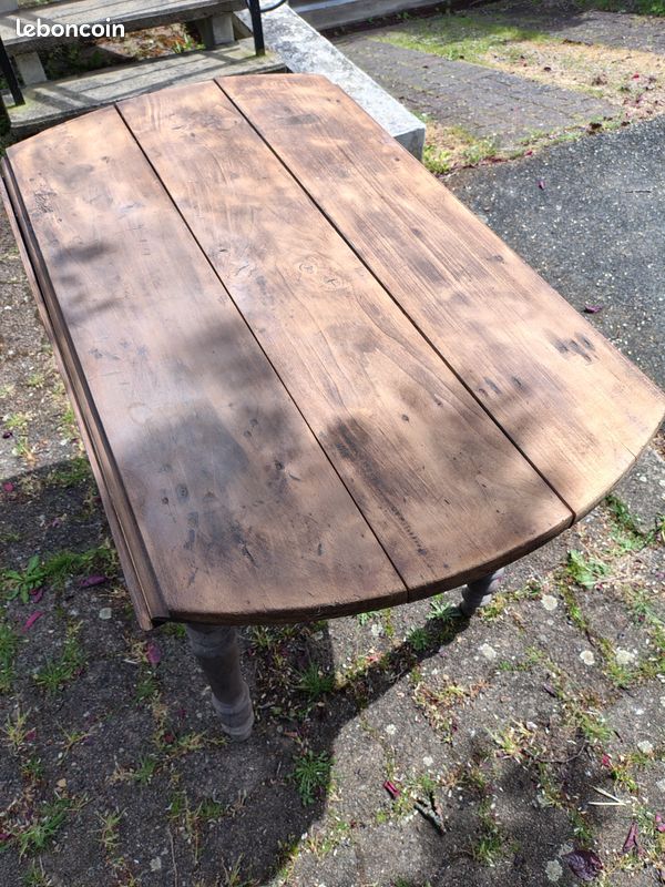 Table ronde ancienne à abattants – Style Rustique. Bois massif (image 4)