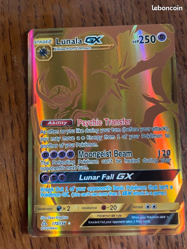 Carte Pokemon Lunala GX GOLD (image 1)