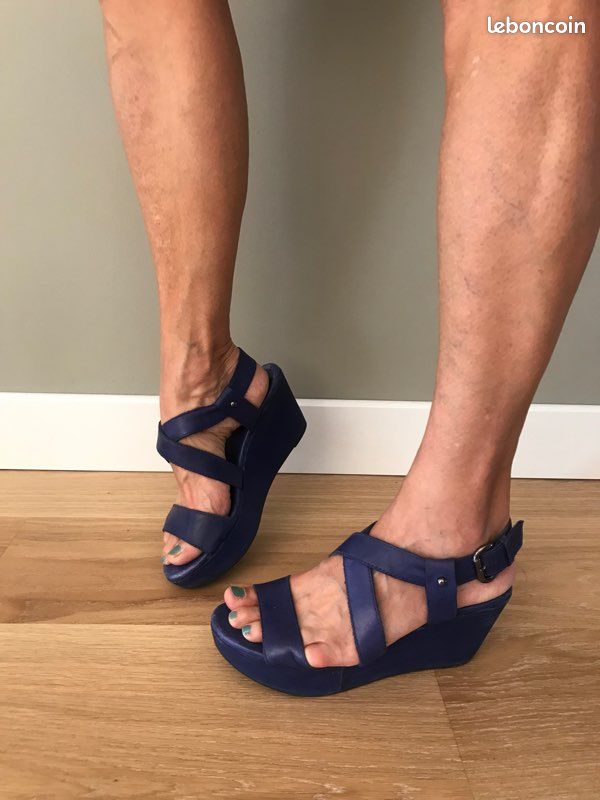 Sandales femmes cuir bleu majorelle T38 (image 1)