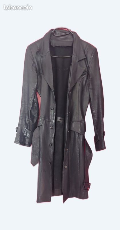 Manteau Hiver En Cuir Naturel Noir 3/4 - Taille 38 Femme - Occasion Comme Neuf (valeur 1800€)