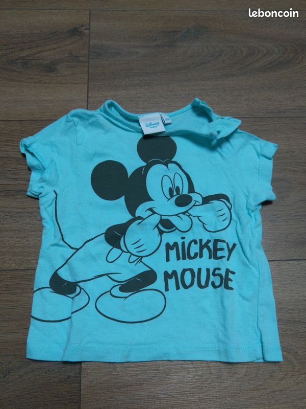 T-shirt mickey disney mouse bleu taille 12 mois (image 1)