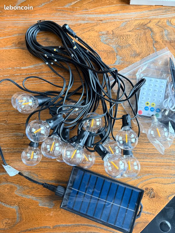 Guirlande Lumineuse Solaire D'extérieur Trdlpyn 10 Mètres, 40 Ampoules, Câble En Chanvre, Décoration Jardin