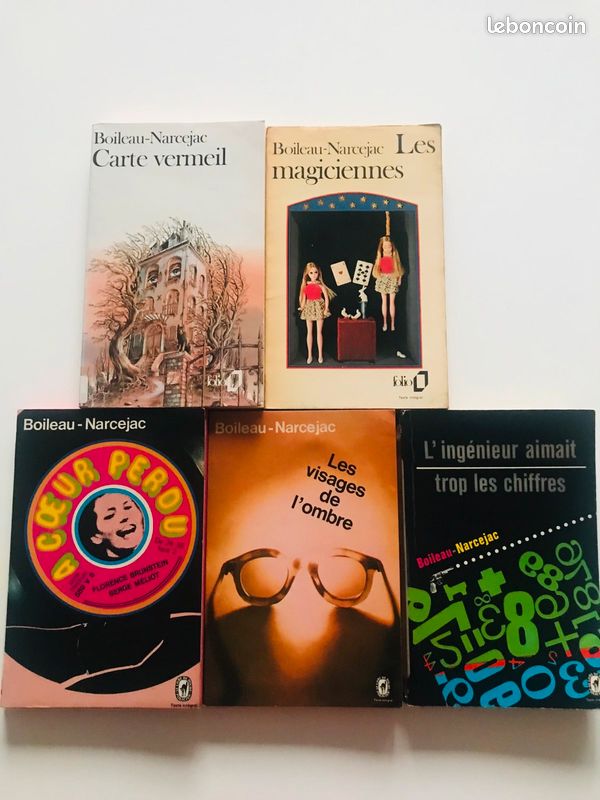 Lot de 5 livres de Boileau - Narcejac : Les magiciennes - Carré Vermeil - L’ingénieur aimait les chiffres - Les visages de l’ombre - A cœur perdu (image 1)