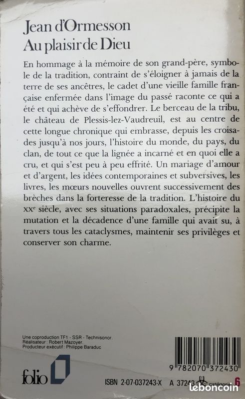 1 Livre de Jean d'Ormesson (image 2)