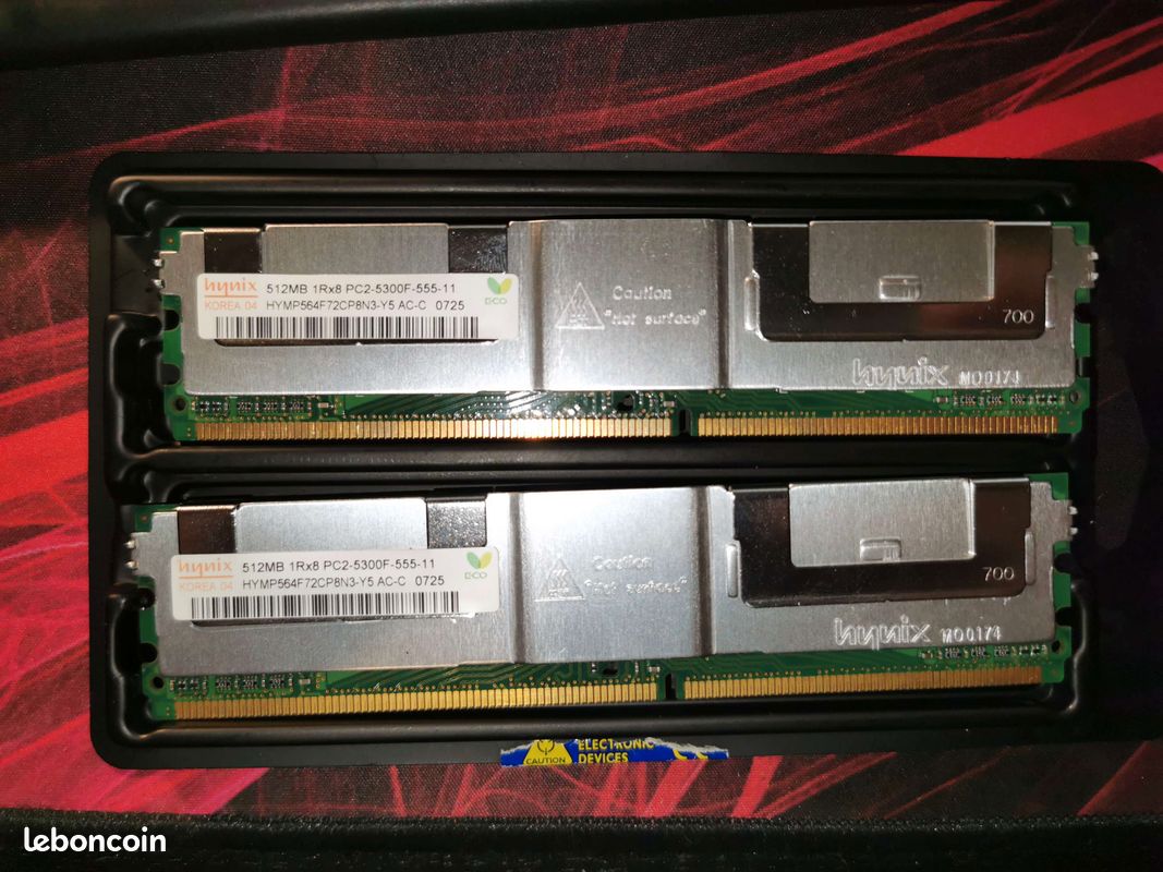 Barrette DIMM - 512MB DDR2 5300F X2 (image 1)
