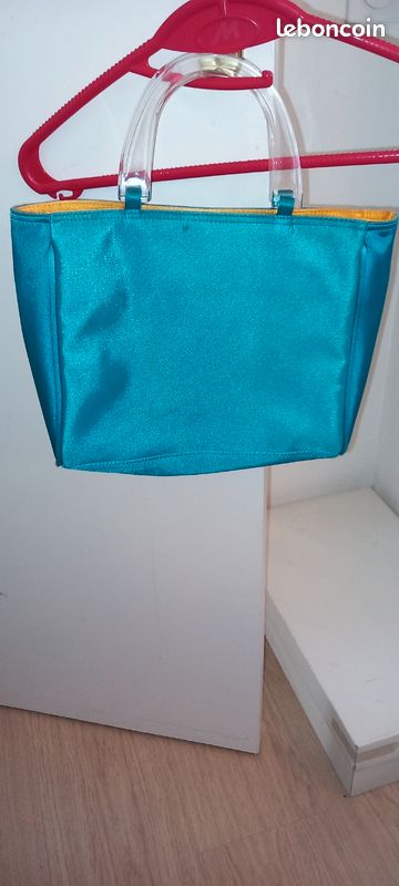 SAC "à main" TURQUOISE SATINÉ MULTI-USAGES (image 1)