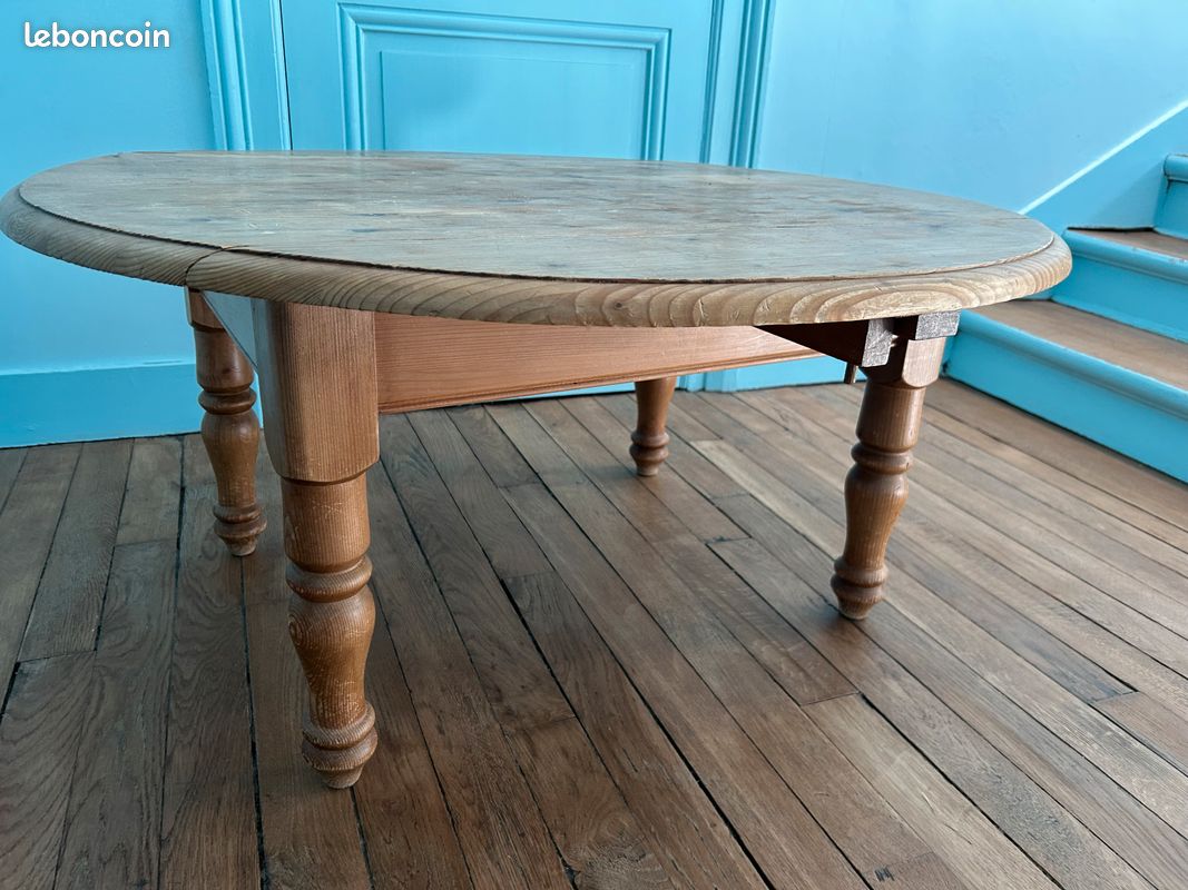 Table basse ronde en bois (marque Interior) 100 cm de diamètre et 47,5 cm de hauteur (image 1)
