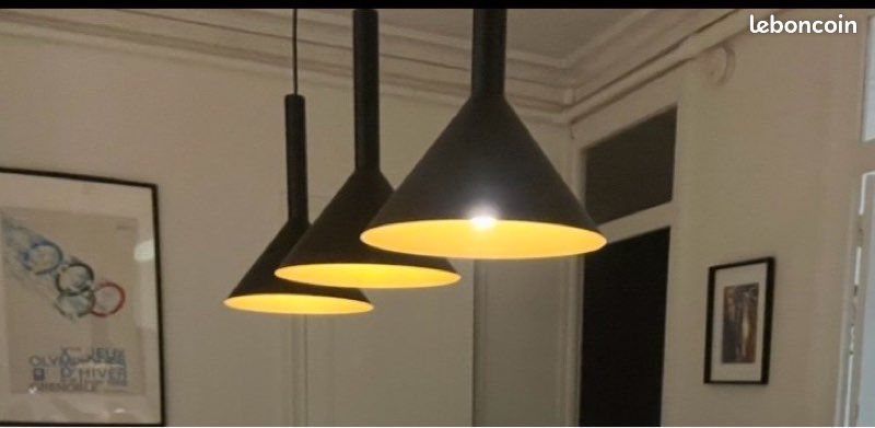 Luminaire suspension en métal 3 lampes (image 1)