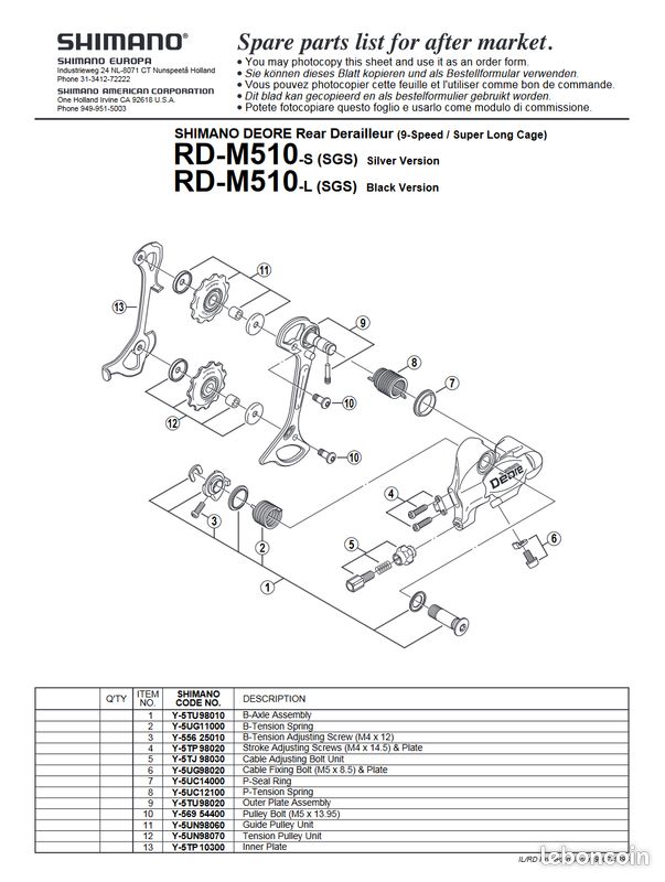 Derailleur arriere SHIMANO DEORE 8/9 vitesses pour velo / VTT (image 6)