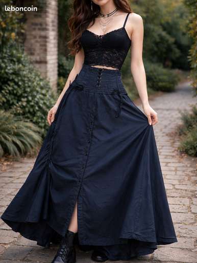 Jupe Noire Asymétrique Taille 38 - Occasion Très Bon état, Matière Polyester