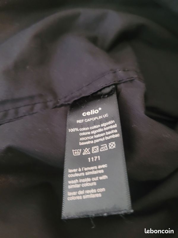 Chemise Homme Celio Taille L (43-44) - Bleu à Motifs Géométriques - Occasion Très Bon état