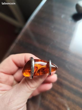 Bague Vintage Fantaisie En Argent 925 Avec Ambre - Modèle N113 (Occasion)
