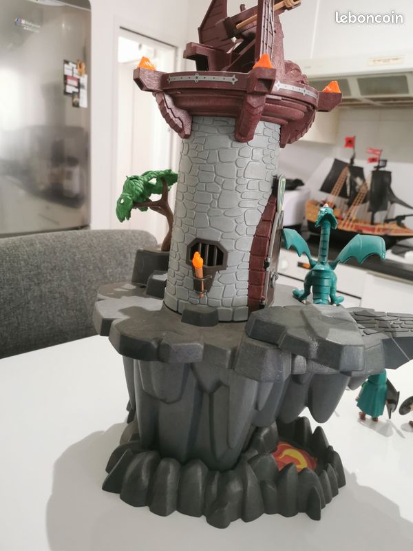 Gros Lot Playmobil Château Du Dragon Vert - Univers Chevaliers