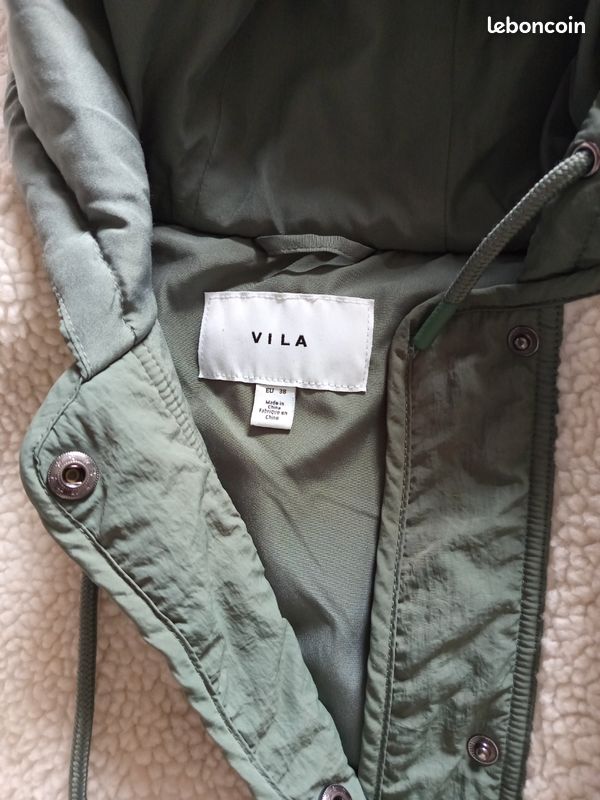 Veste matelassée capuche Vila écru et kaki 38 40 originale (image 5)