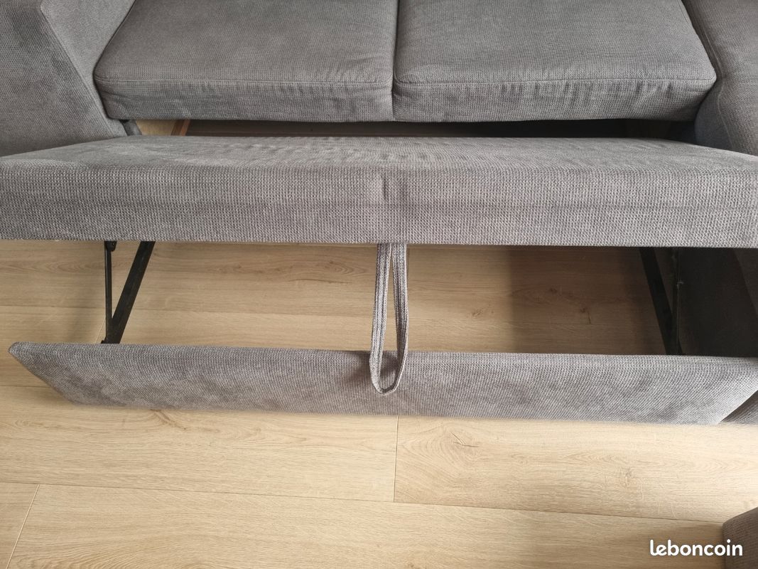 Canapé gris convertible et réversible (image 5)