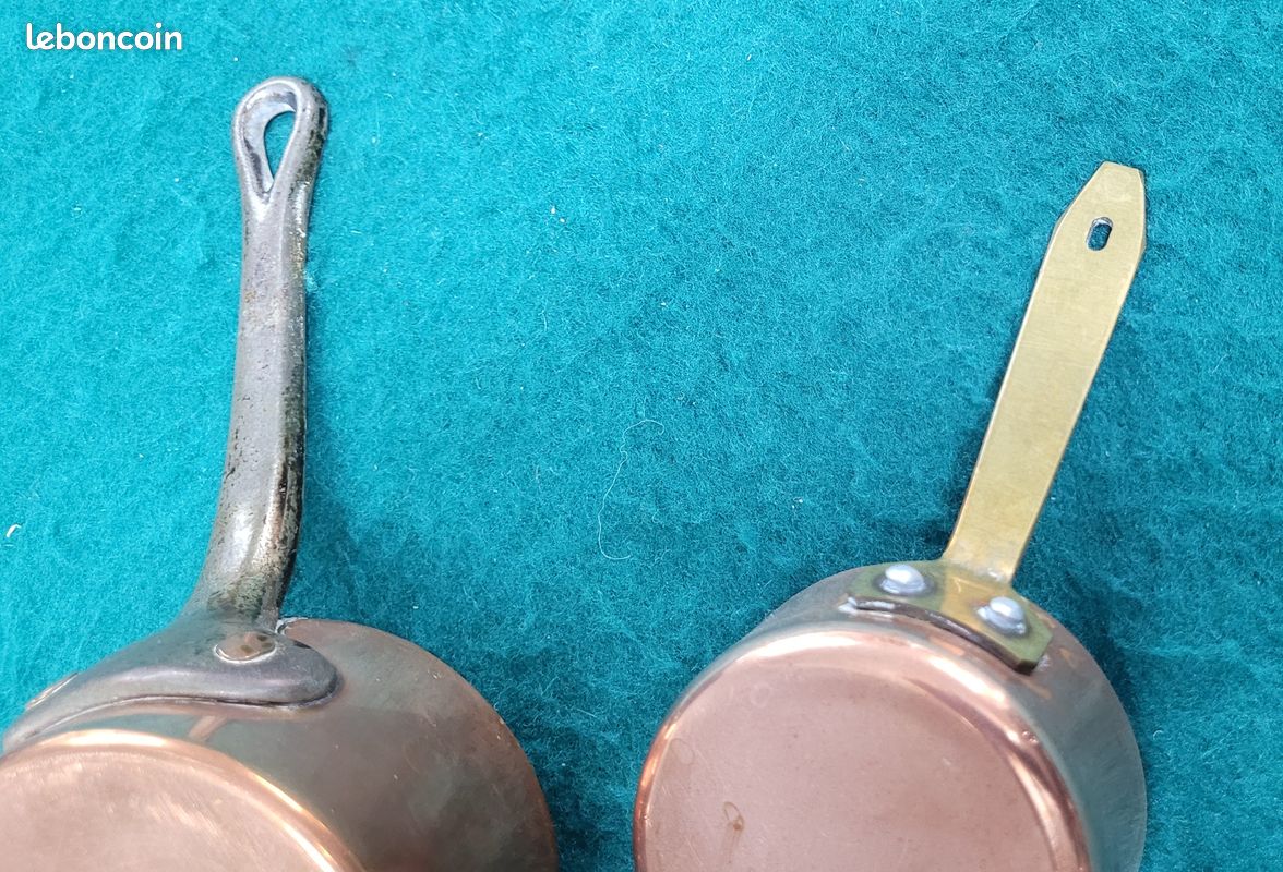 2 Casseroles Cuivre étamé Tupperware 14 Et 12 Cm – Épaisseur 1 Mm état Neuf