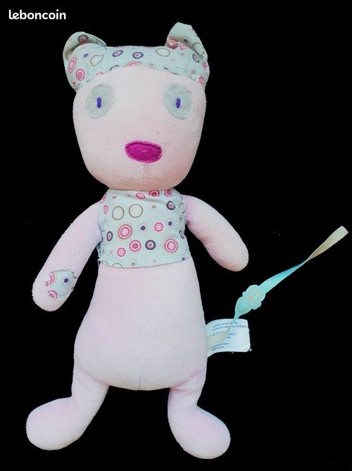 Doudou Ours Panda Singe OBAIBI rose (image 1)