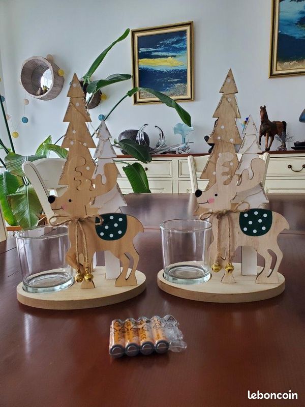 Lot 2 décorations Noel lumineuses en bois (image 2)