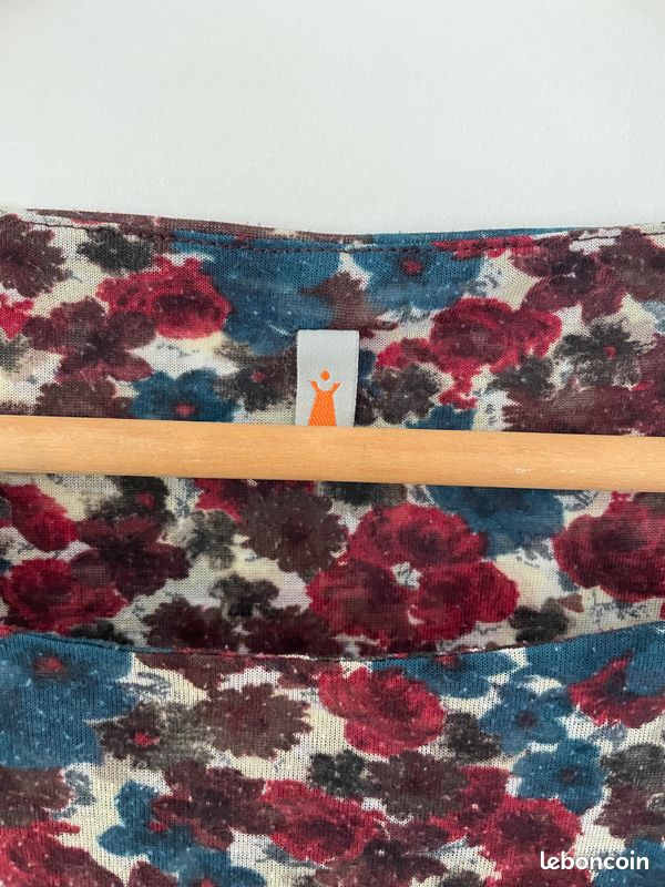 Robe à motif fleurs One step bordeaux et bleu (image 3)