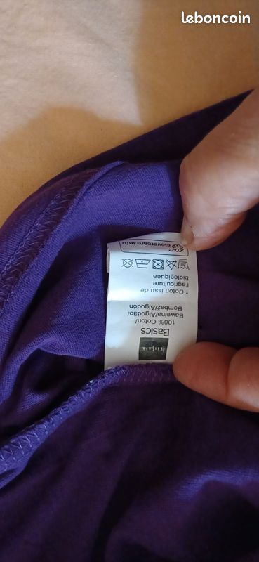 4 tee-shirts manches courtes 100% coton bio XL et XXL neufs unis couleurs vert violet mauve violine blanc (image 16)