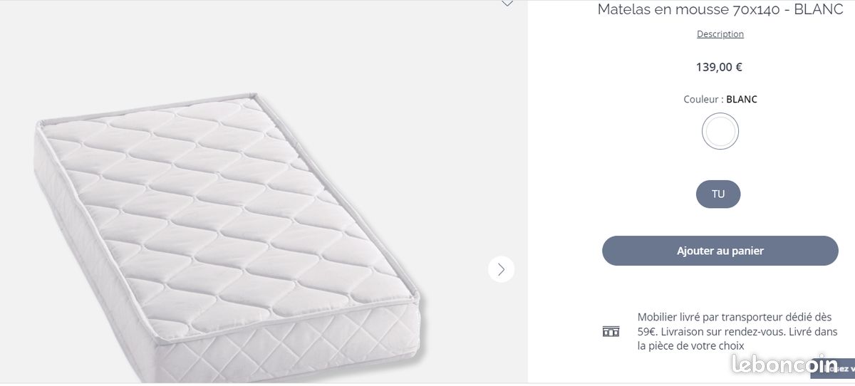 Lit bébé Verbaudet 70x140cm avec matelas Jacadi (image 4)