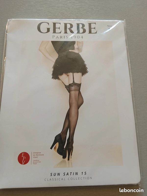Collant pour porte chartelle noir sun satin à dentelle Taille 1 GERBE Neuf avec étiquette (image 1)