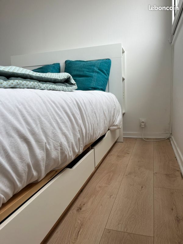 Lit a coffres 140x200 cm + Tête de lit IKEA casi neuf (image 6)