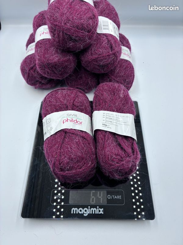 Lot De 10 Pelotes De Laine Alpaga Magenta - Fil Français Pour Tricot/crochet - Qualité Artisanale
