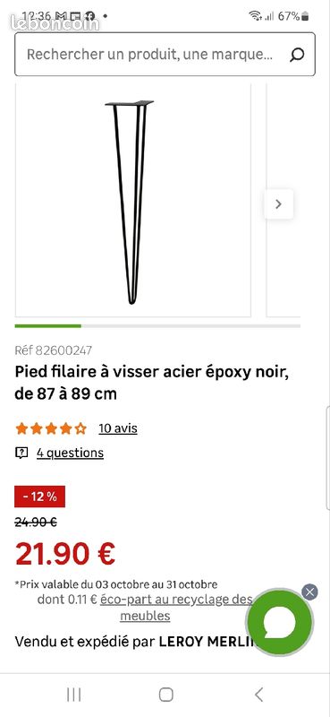Pied de table fer forge (image 2)