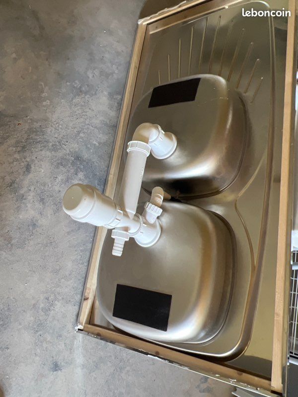 Évier double bac inox neuf (image 3)