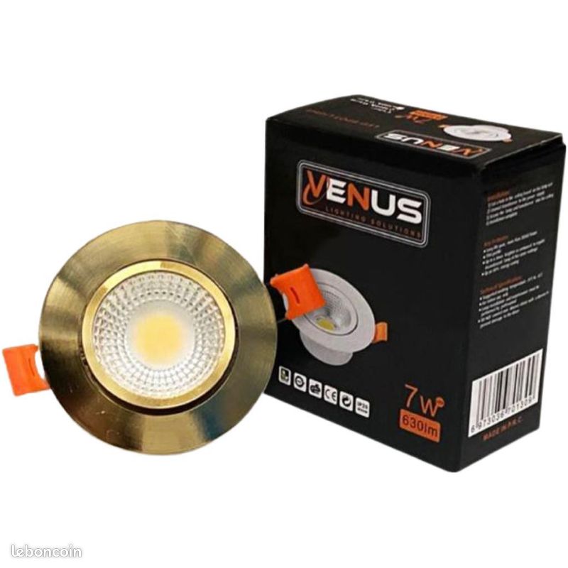 5 x Downlight 7W LED encastrable DORÉ (ajustable) 3000K (Blanc chaud) (image 2)