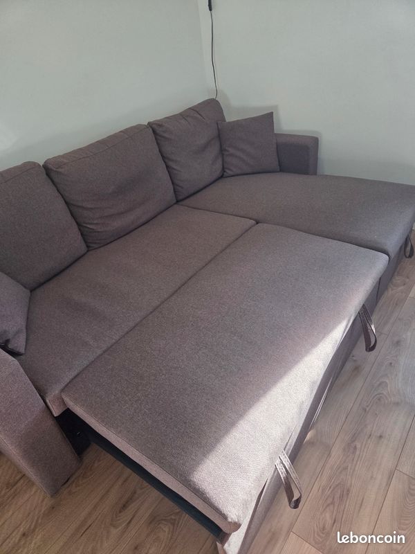 Canapé d'angle convertible en tissu marron (image 4)