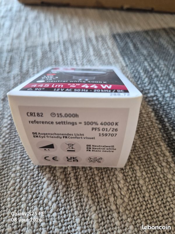 Lot de 5 ampoules neuves LED GU5,3 blanc neutre 44W (image 4)