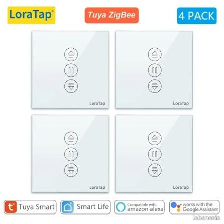 Lot de 4 commandes de volets roulants ou rideaux, Moteur Connecté, Google Home, Alexa, Fenêtre Électrique, Tuya Smart Life (image 1)