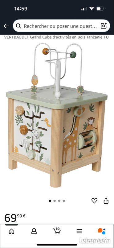 Grand Cube D’activités En Bois Vertbaudet – 5 Faces Pour éveiller Bébé Dès 12 Mois !