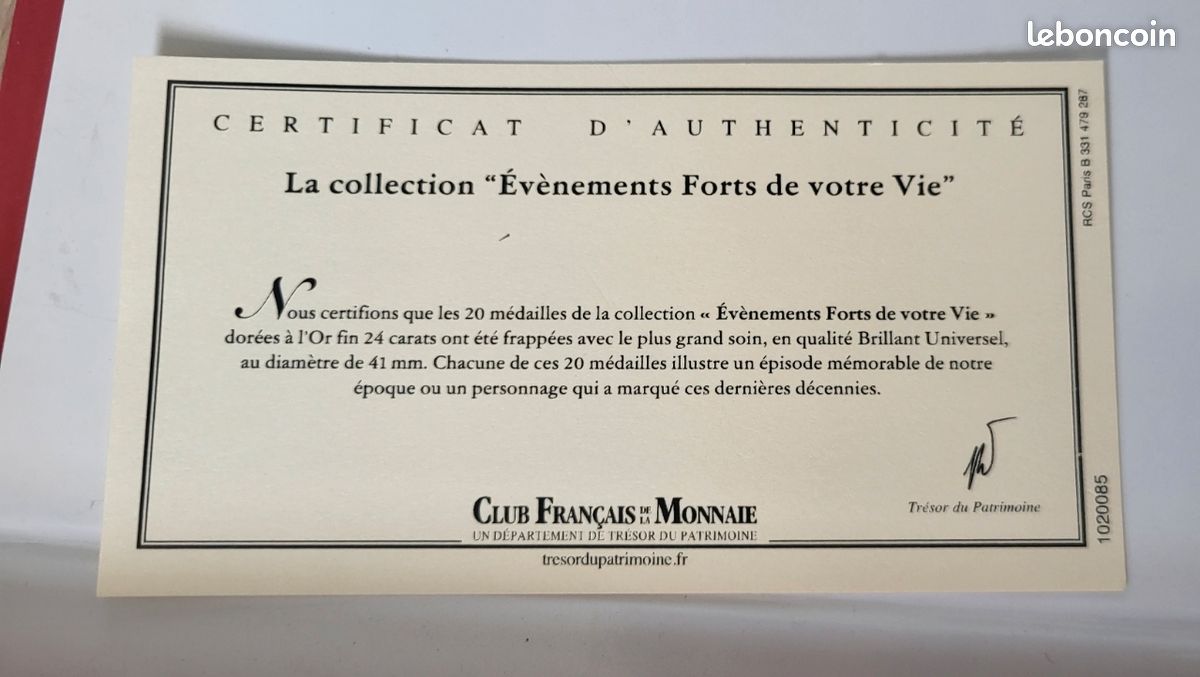 Coffret complet 20 médailles dorées Or fin 24 cts - Événements forts (image 2)