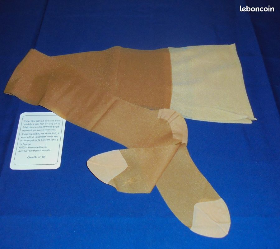 Bas 100% Nylon Le Bourget-TETU Pour Porte-Jarretelles - Taille 4(10) - Couleur Biche - Vintage
