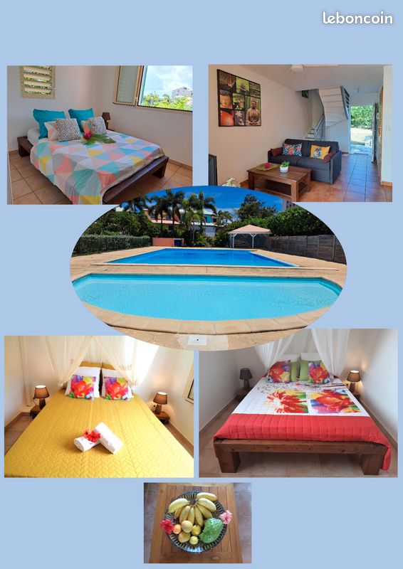 Vacances Idéales: Gosier F2&F3 (2 apparts en duplex avec jardin et piscine dans résidence sécurisée) avec citernes pour palier aux coupures d'eau (image 1)