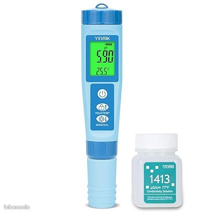 YINMIK PH-mètre, Numérique PH TDS EC Mètre, Pour Solution Nutritive Hydroponique PH Et EC Mètre, TDS Testeur D'eau, Pour L'Piscine,Aquarium, La Fabrication De Bière Et La Culture Hydroponique
