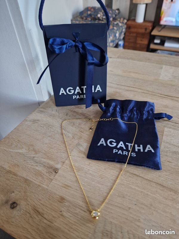 Pendentif Agatha Paris Bleu - Très Joli, Bijou Fantaisie Occasion