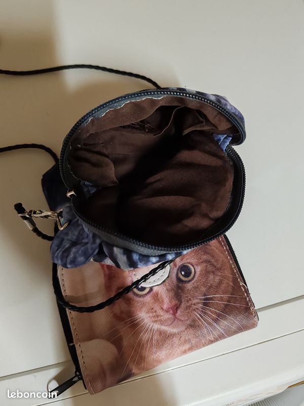 Sac en bandoulière et porte monnaie chat (image 8)